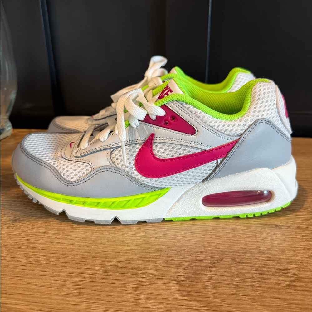 Nike Air Max Sneakers White Gray Neon Green Pink Women’s Size 8